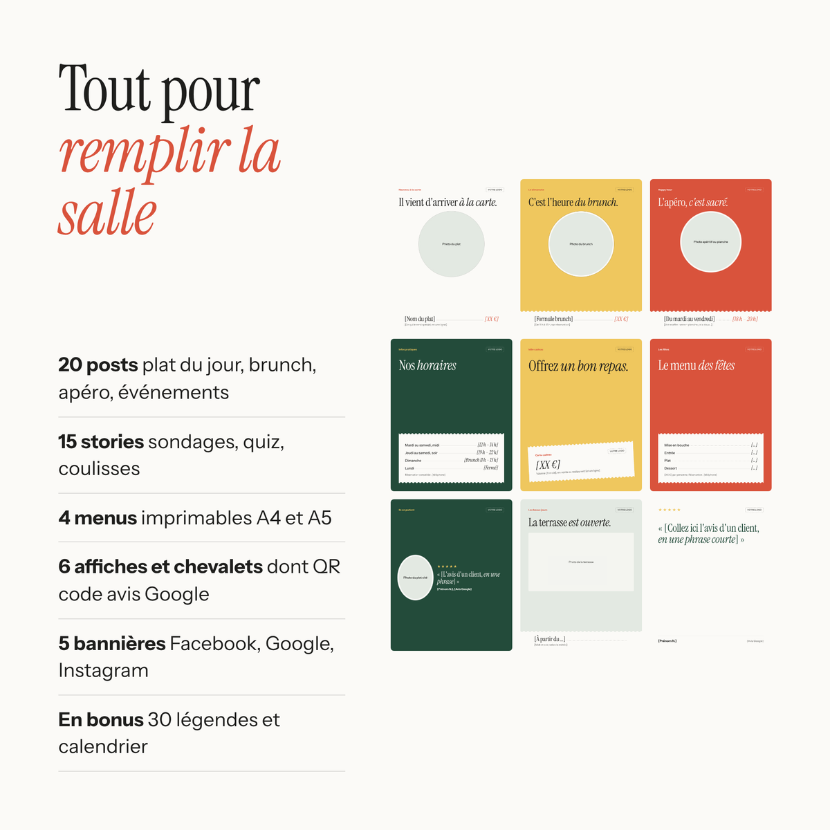 Le Kit Resto : aperçu du contenu